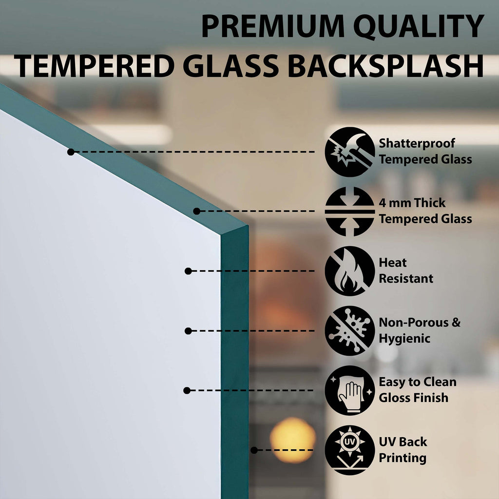 Golden Marble Tree Kitchen Backsplash – Tempered Glass Backsplash for Stove
